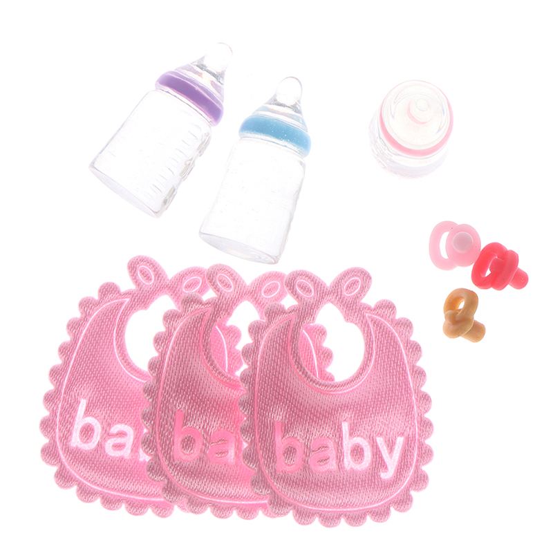 Baby Nursery Kit - Biberon in miniatura Bavaglini ciuccio Set