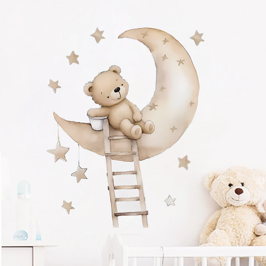 Baby Girl Nursery Quotes - Simpatico orso stella nuvola adesivi murali