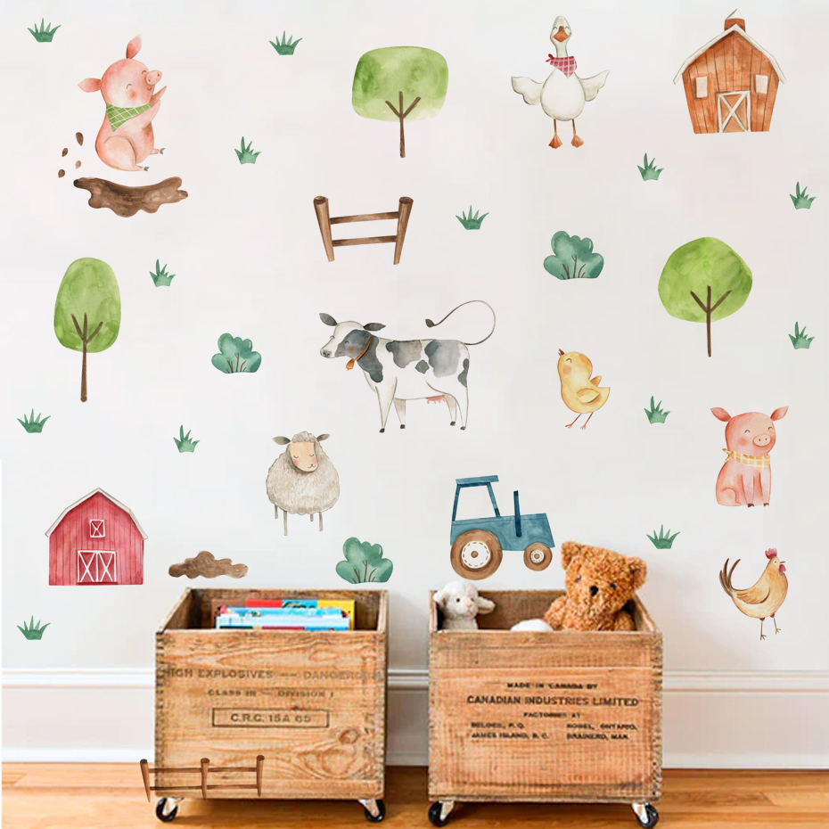 Baby Nursery Package - Boho Acquerello Simpatici animali da fattoria