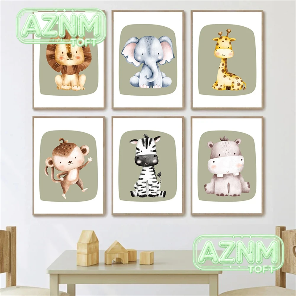 Baby Zebra Nursery - Stampa su tela con simpatiche scimmie,