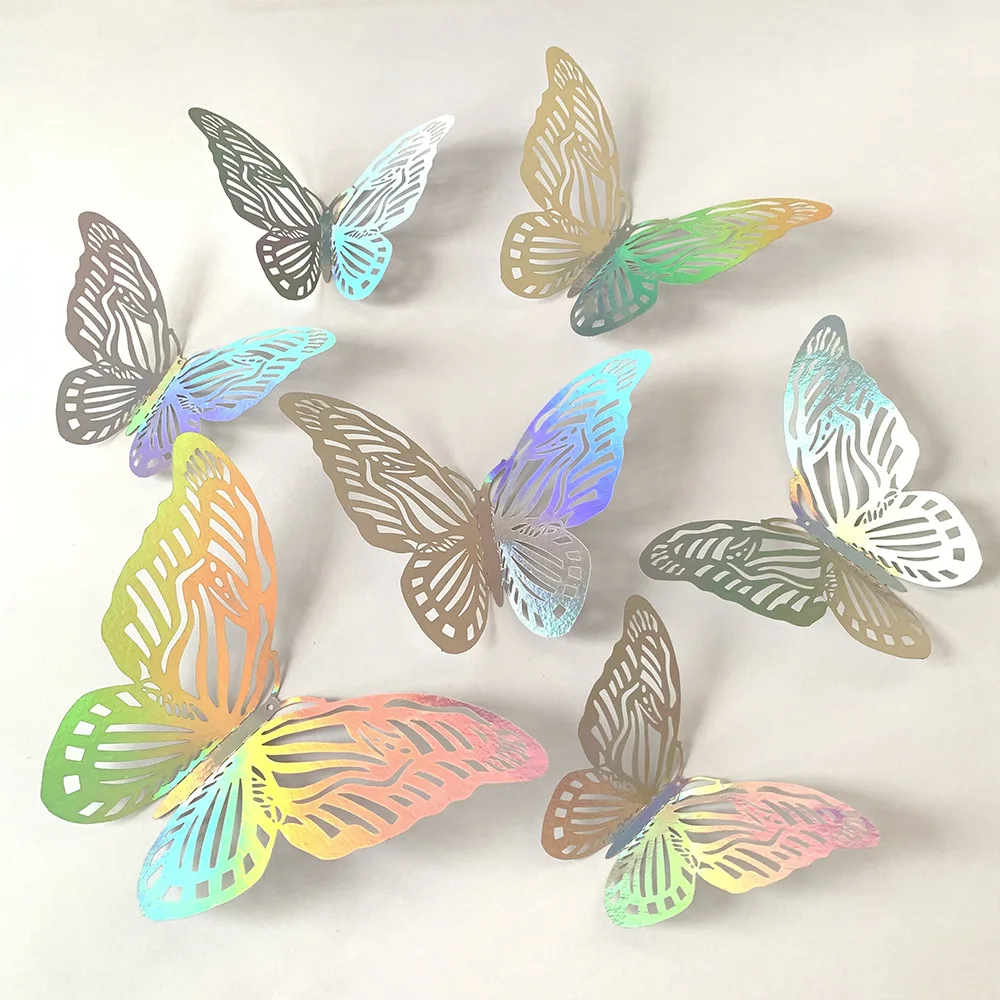 Baby Girl Nursery Quotes - 12 pezzi colorati argento farfalla decorazione