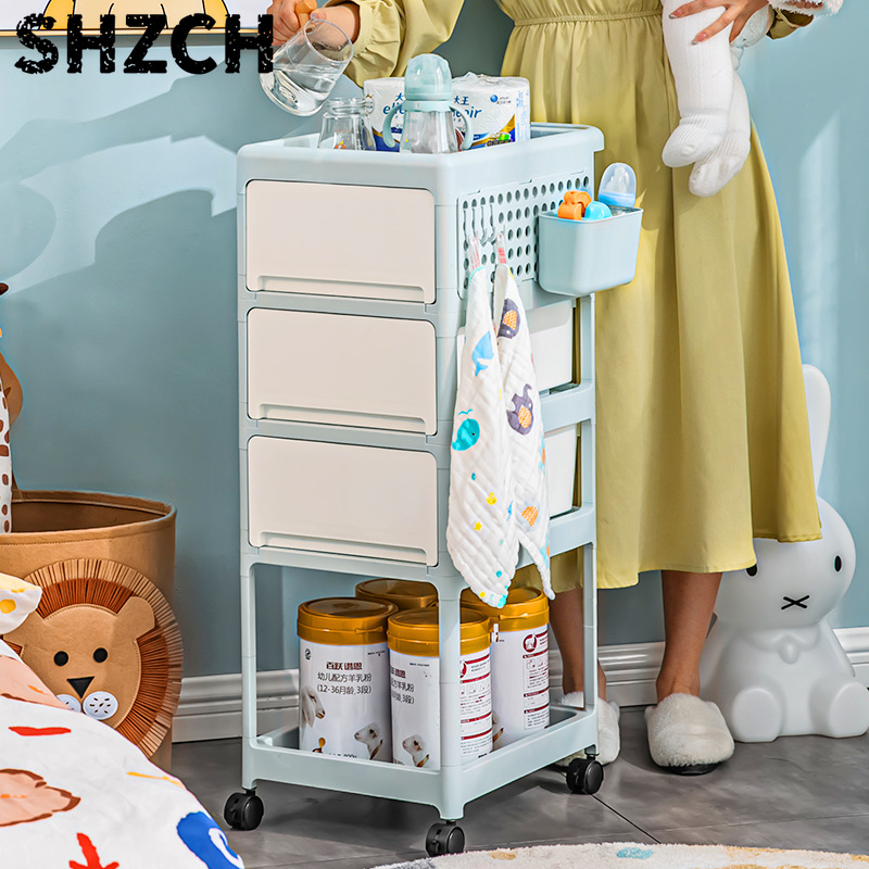 Baby Nursery Drawers - Carrello Portaoggetti Mobile Color Crema, Organizzatore