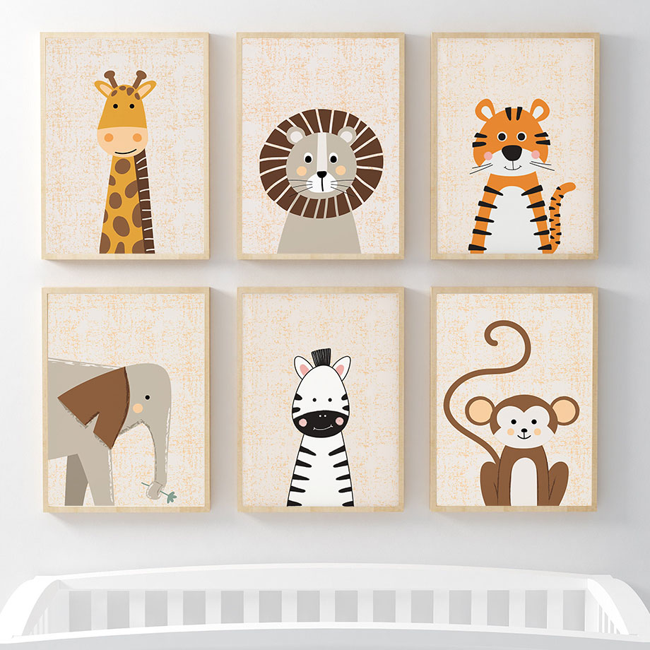 Baby Zebra Nursery - Quadri su tela con leoni, giraffe,