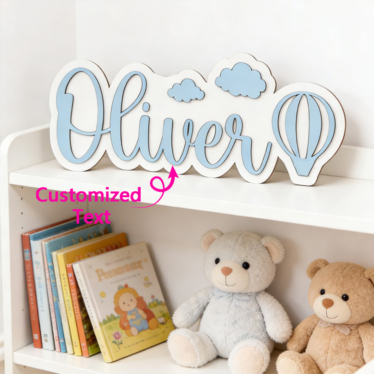 Baby Nursery Decorations - Insegna Personalizzata per Cameretta con Mongolfiera