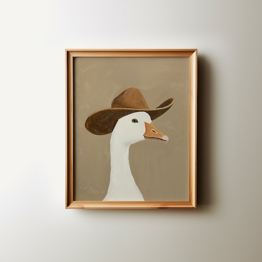 Baby Nursery Wall Art - Oca Cowboy Divertente, Cappello da Cowboy