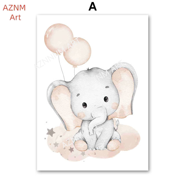 Poster con elefante, palloncin - Baby Nursery Wall Art recensione e prezzo