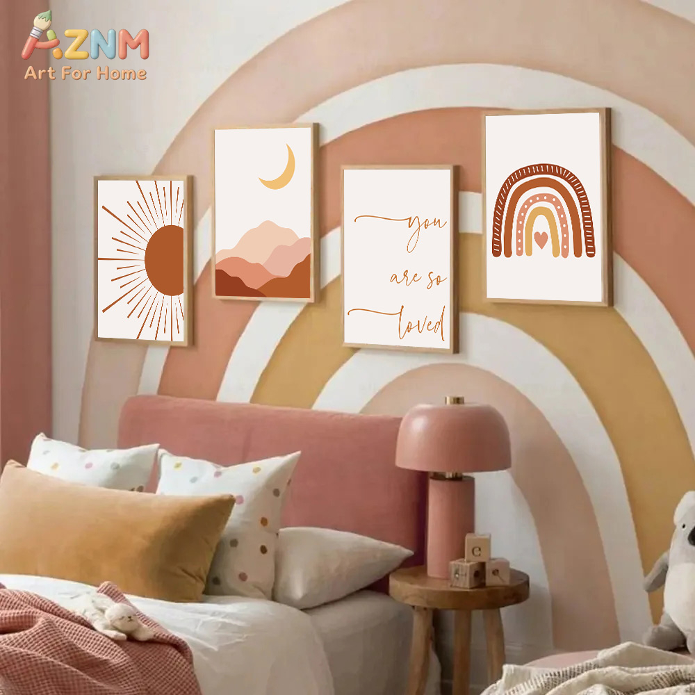 AZNM Boho Sun Moon Rainbow Can - Baby Nursery Wall Art recensione e prezzo