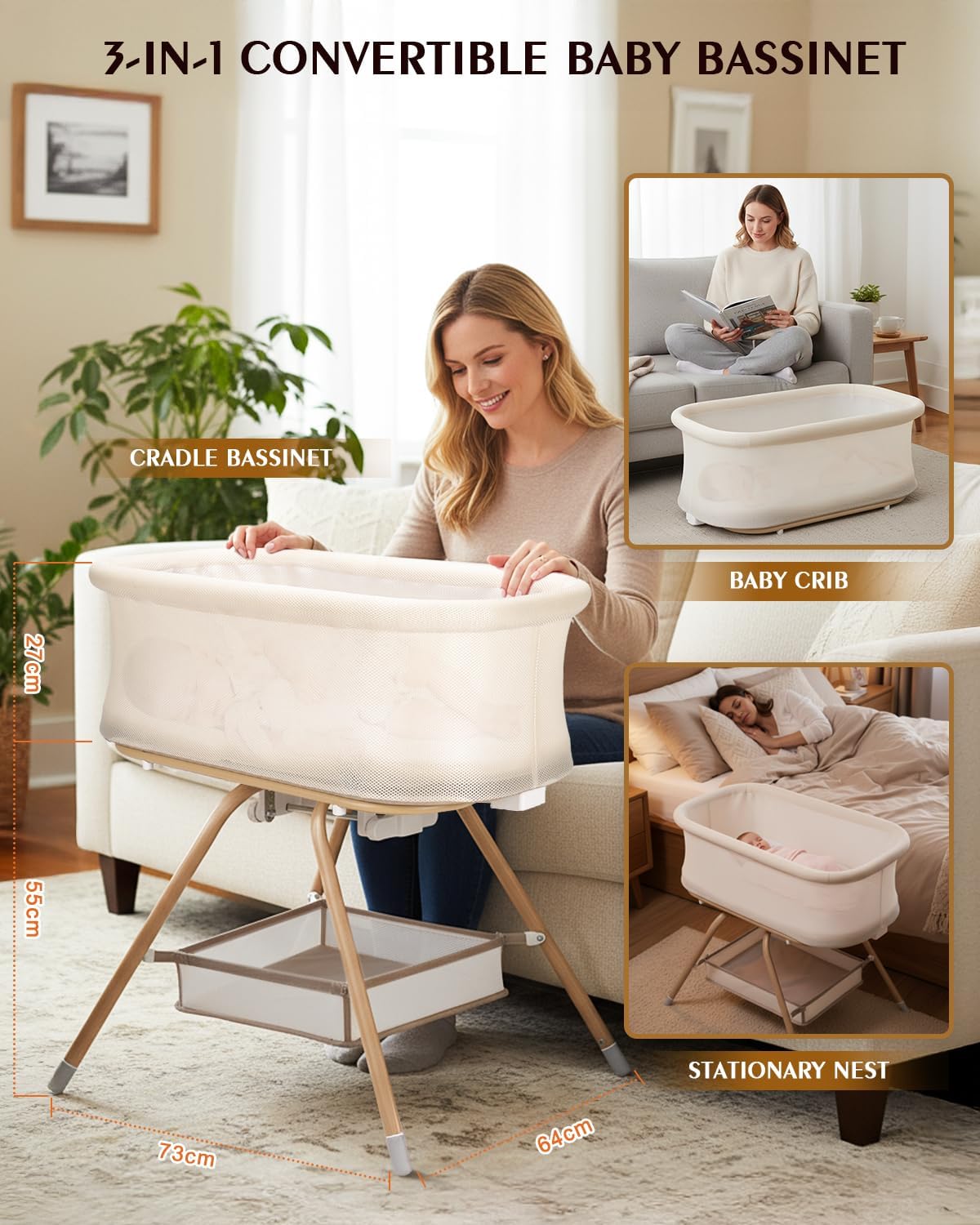 Culla per neonati 3 in 1, lett - Bassinet Bedside Sleeper recensione e prezzo