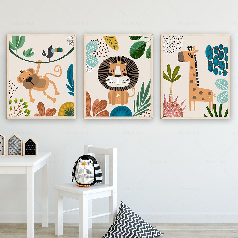 Poster Boho con Scimmie, Leoni - Baby Zebra Nursery recensione e prezzo