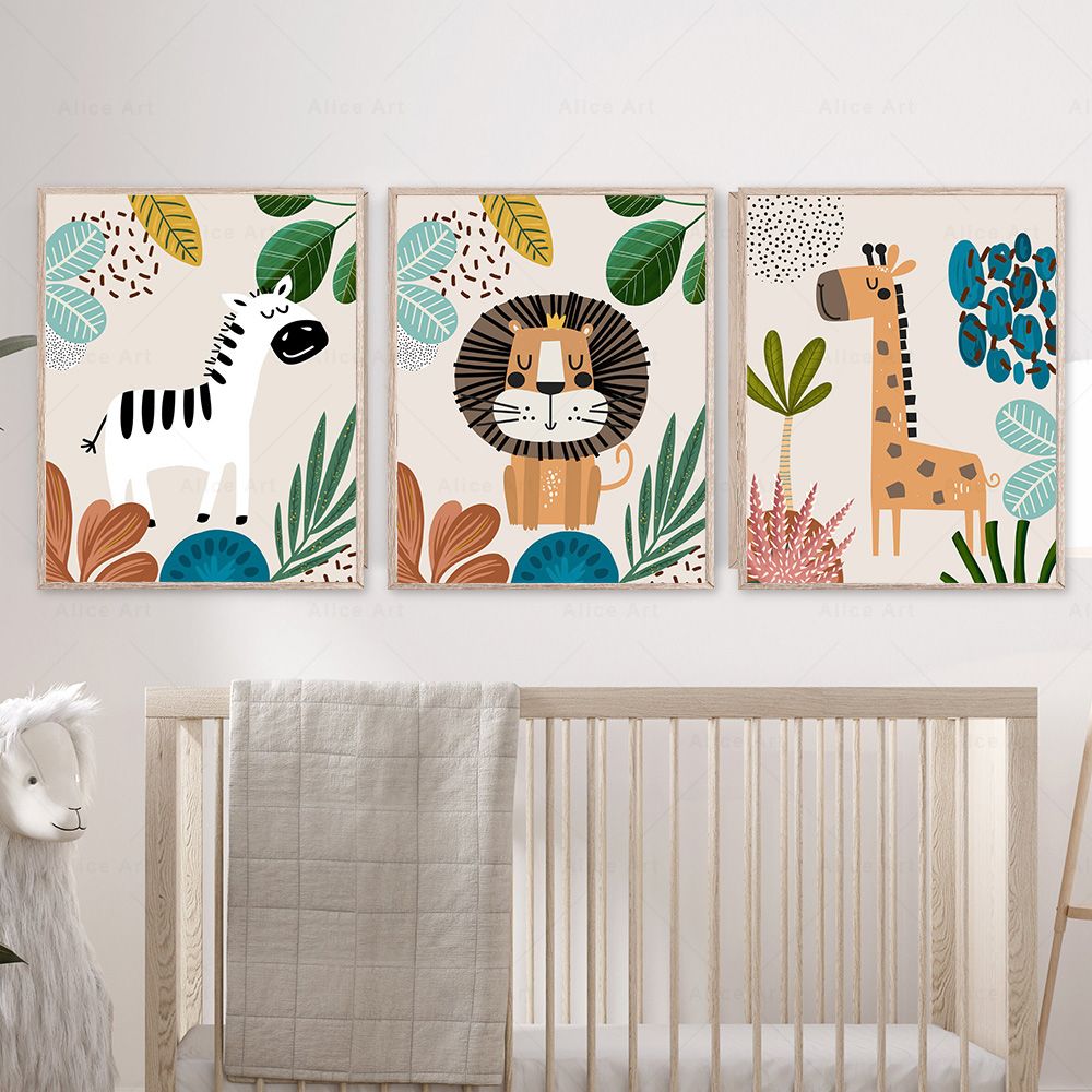 Poster Boho con Scimmie, Leoni - Baby Zebra Nursery recensione e prezzo