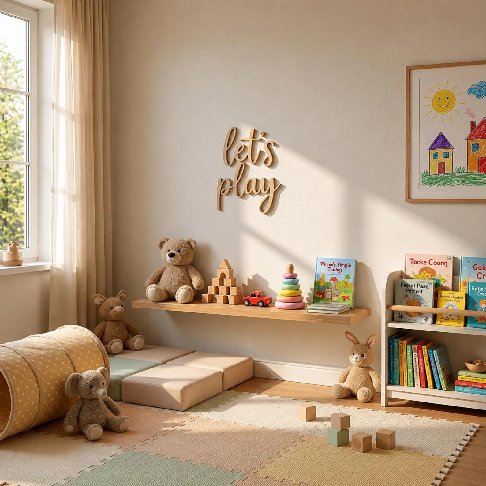 Insegna in Legno 'Let's Play', - Baby Nursery Wall Art recensione e prezzo