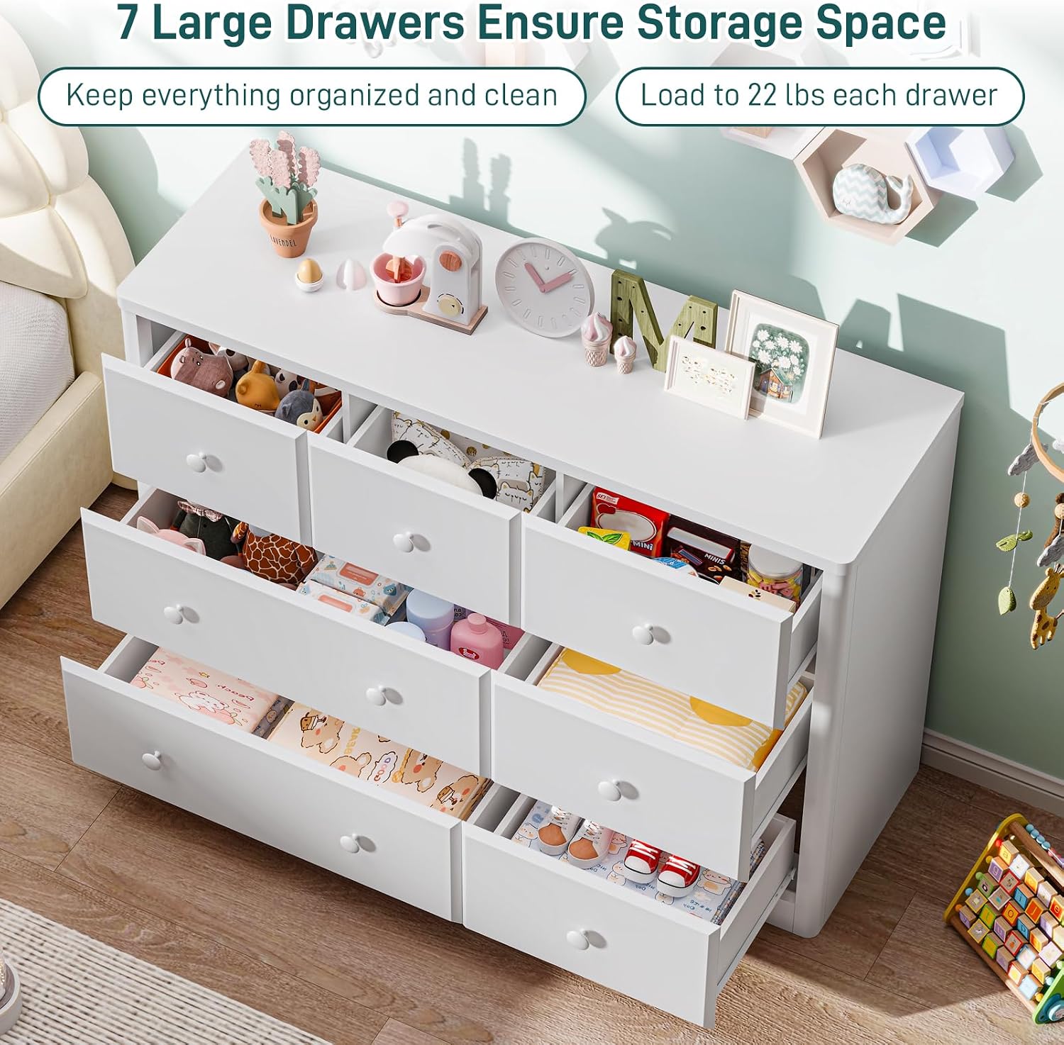 Comò con 7 cassetti per bambin - Baby Nursery Drawers recensione e prezzo