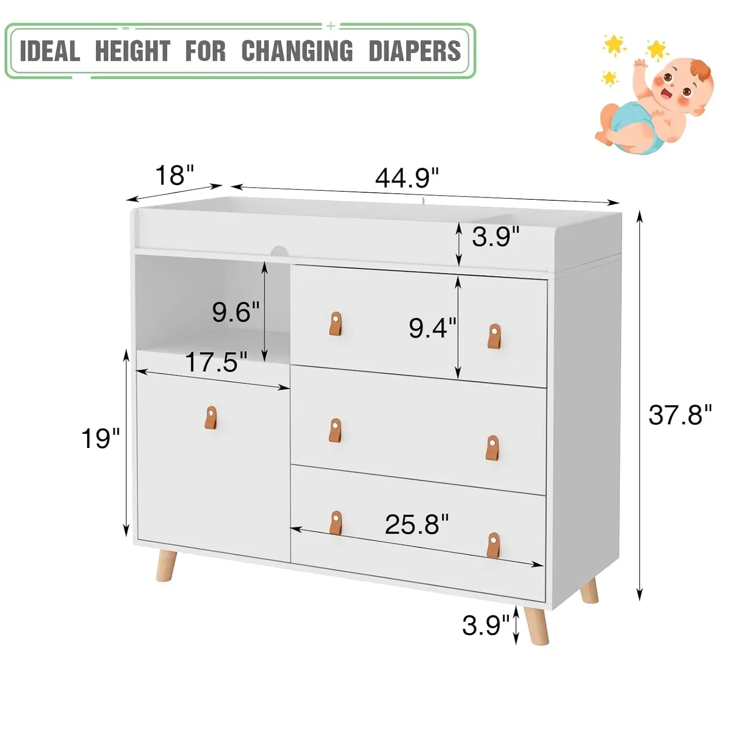 Comò per neonati con fasciatoi - Baby Nursery Drawers recensione e prezzo
