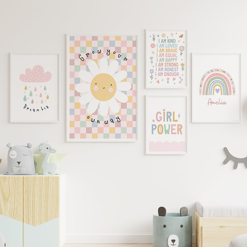 Sole Fiore Arcobaleno Nuvola C - Baby Nursery Wall Art recensione e prezzo